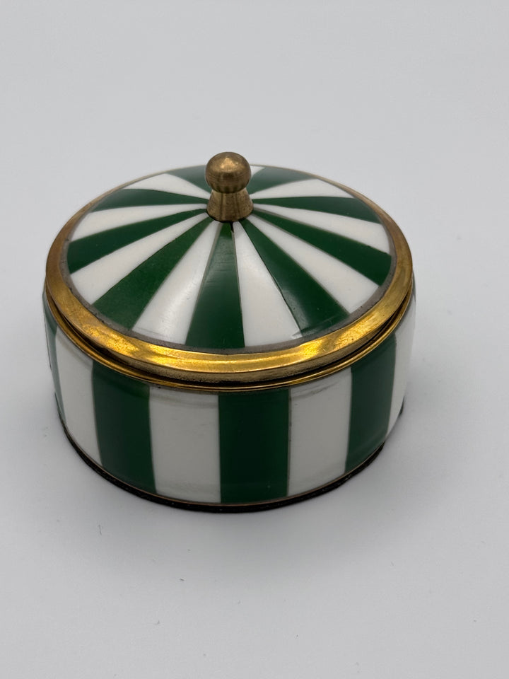 Striped Brass &amp; Resin Round Trinket Box