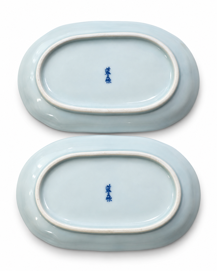 Blue &amp; White Grapevine Porcelain Dishes - Set of 2