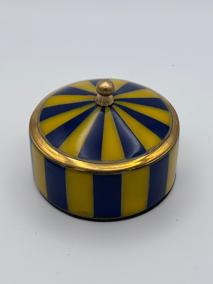 Striped Brass &amp; Resin Round Trinket Box