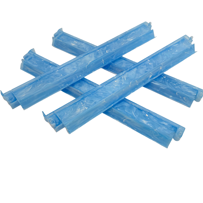 Blue Marbled Translucent Mahjong Racks + Pushers – Set of 4 | 18.5"