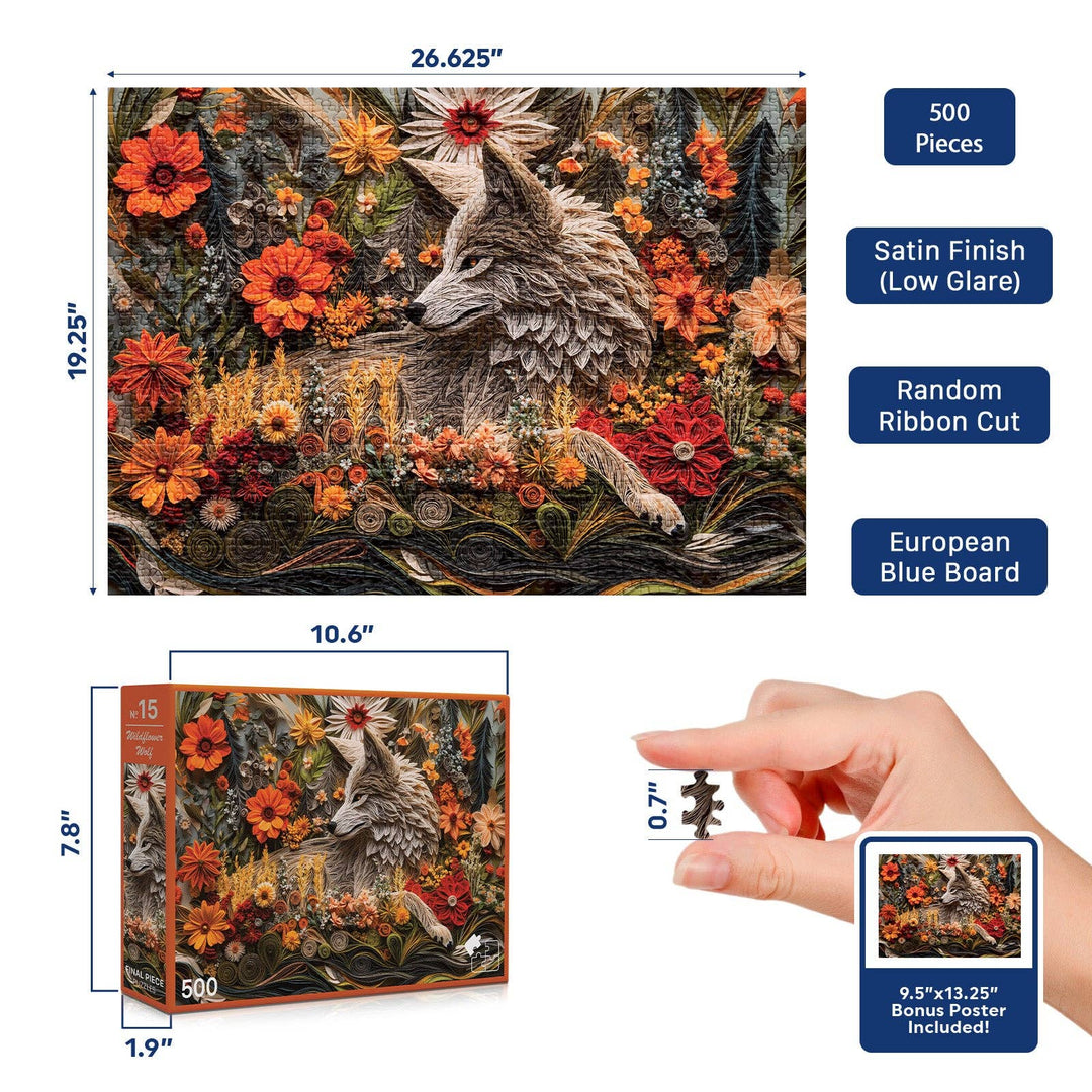 Wildflower Wolf - 1000 Piece Puzzle