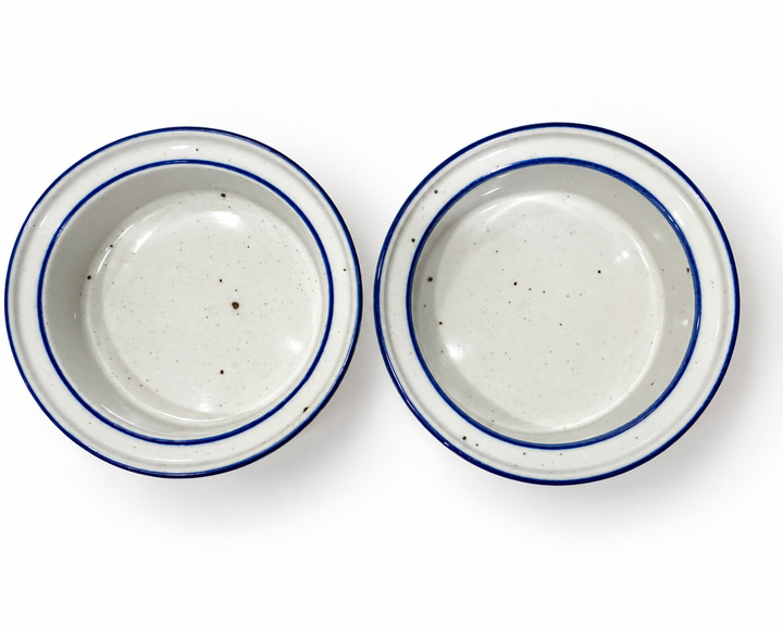 Vintage Stoneware Blue Mist Bowls, Set of 2