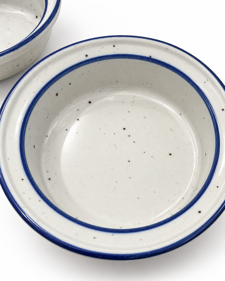 Vintage Stoneware Blue Mist Bowls, Set of 2