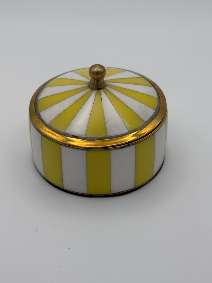 Striped Brass &amp; Resin Round Trinket Box