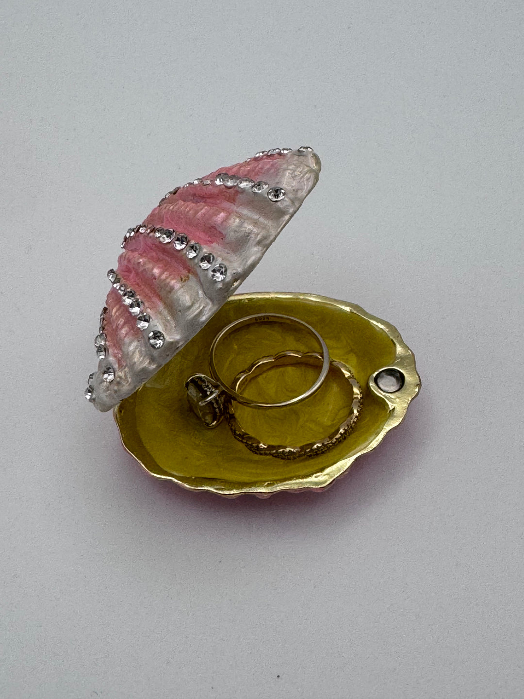 Jeweled Enamel Shell Trinket Box