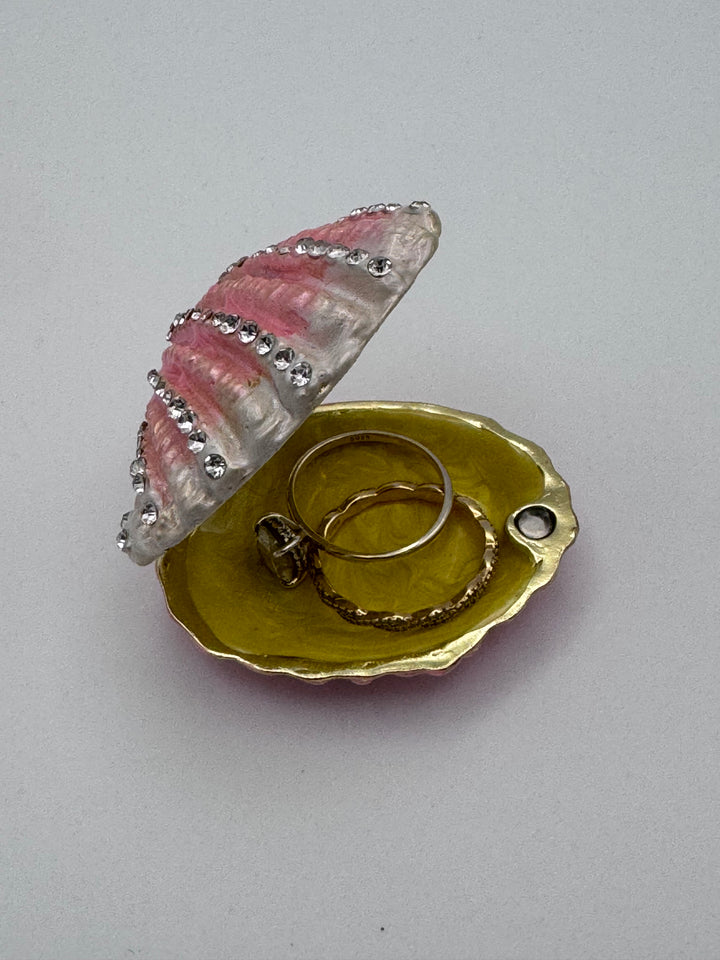 Jeweled Enamel Shell Trinket Box