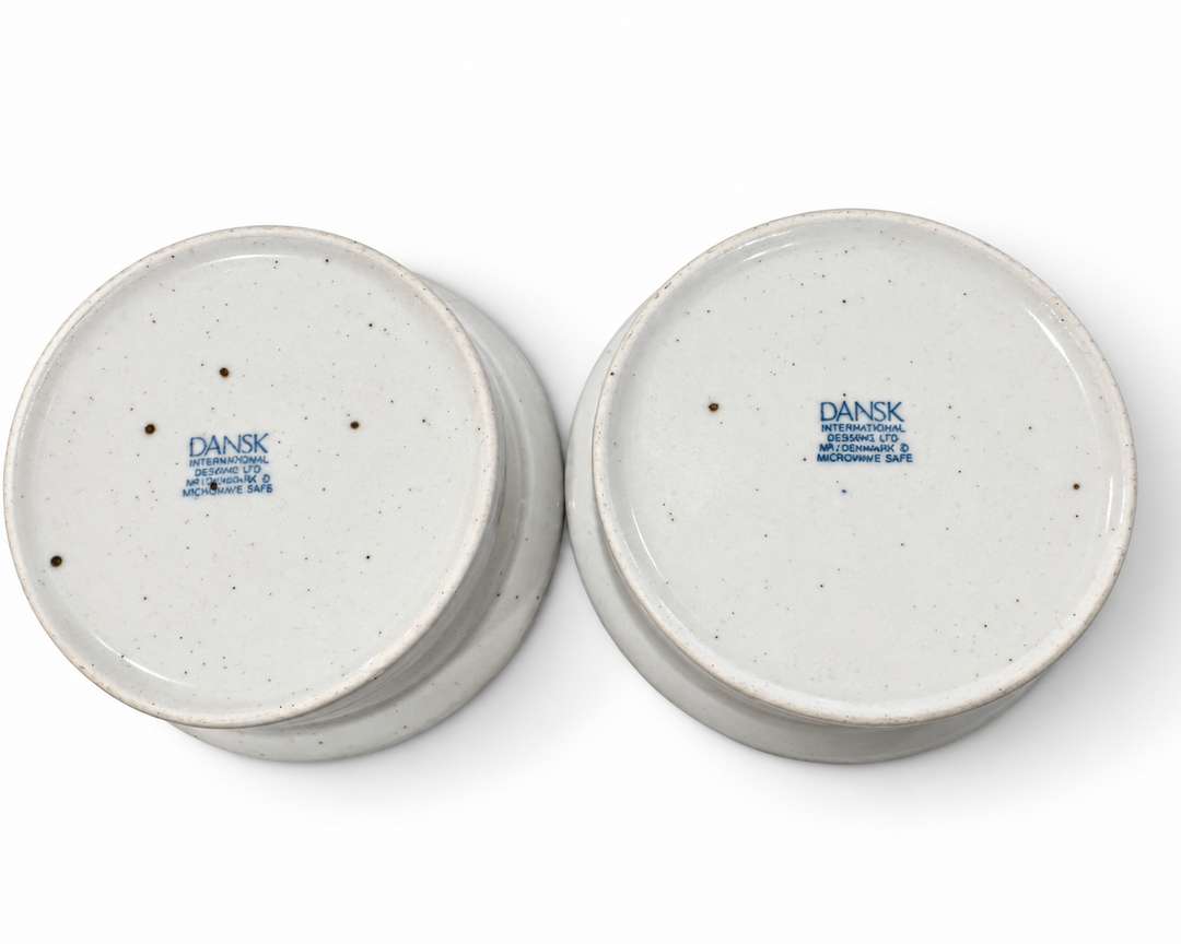 Vintage Stoneware Blue Mist Bowls, Set of 2