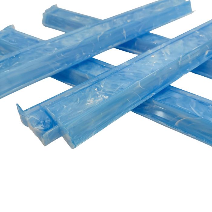 Blue Marbled Translucent Mahjong Racks + Pushers – Set of 4 | 18.5"