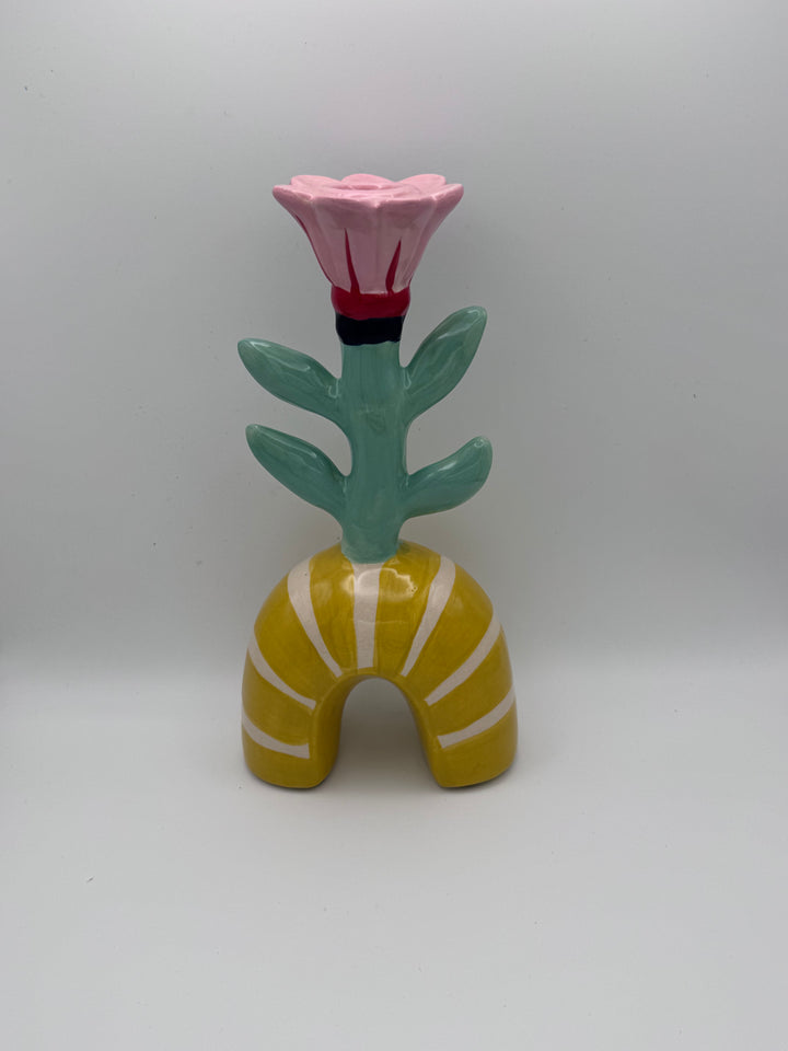 Ceramic Flower Taper Candle Holder