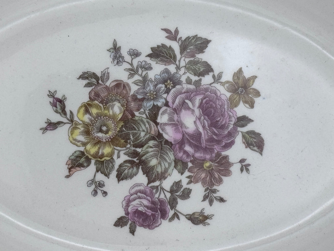 Vintage Brown Floral Serving Bowl – Made in the USA