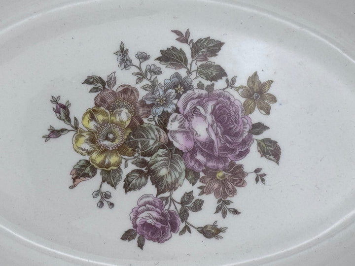 Vintage Brown Floral Serving Bowl – Made in the USA