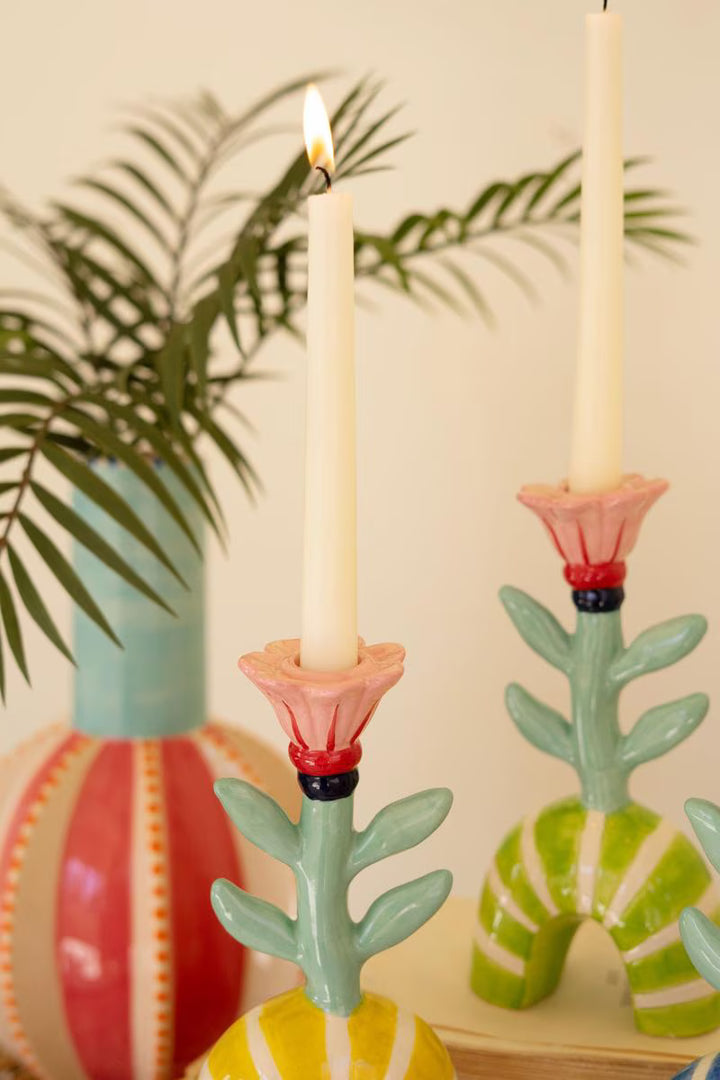 Ceramic Flower Taper Candle Holder