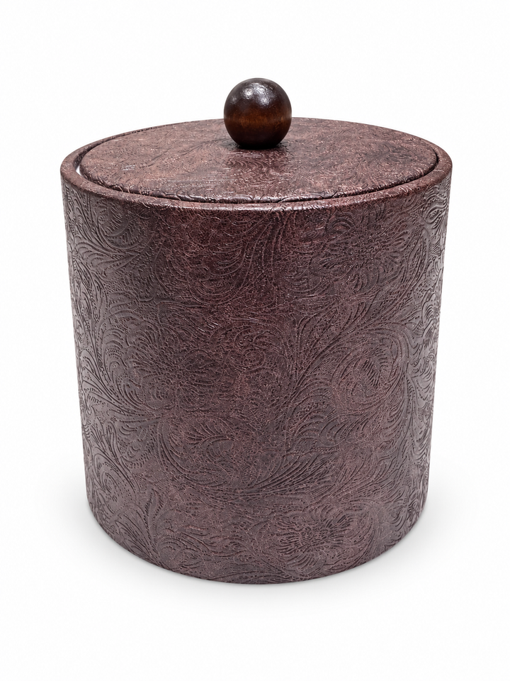 Embossed Faux Leather Ice Bucket - Made in USA