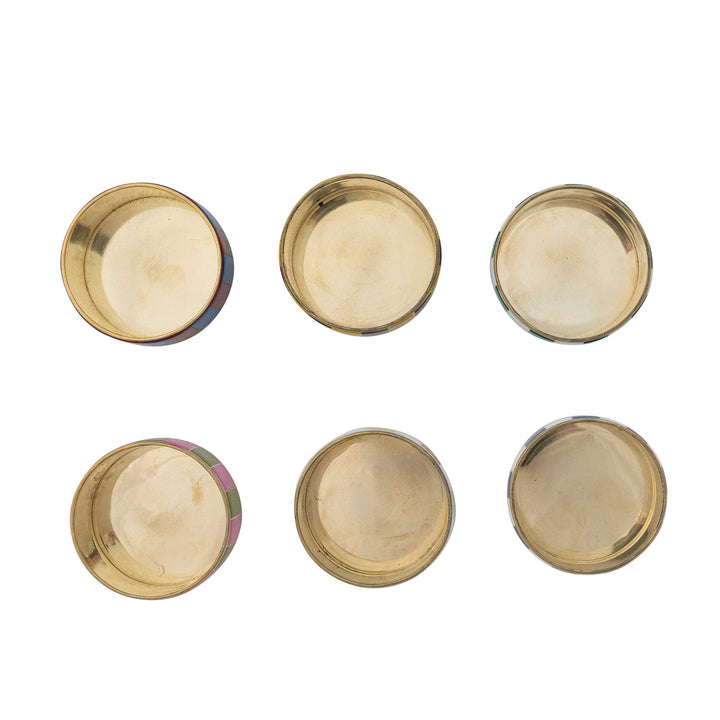 Striped Brass &amp; Resin Round Trinket Box