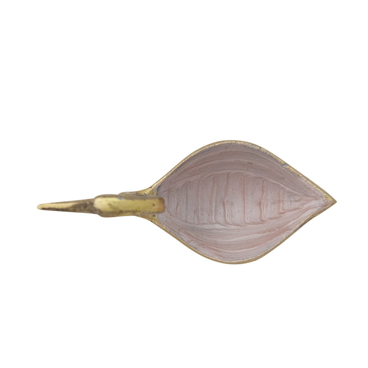 Enameled Bird Trinket Dish, Antique Gold &amp; Blush