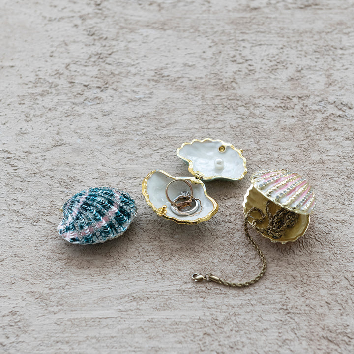 Jeweled Enamel Shell Trinket Box