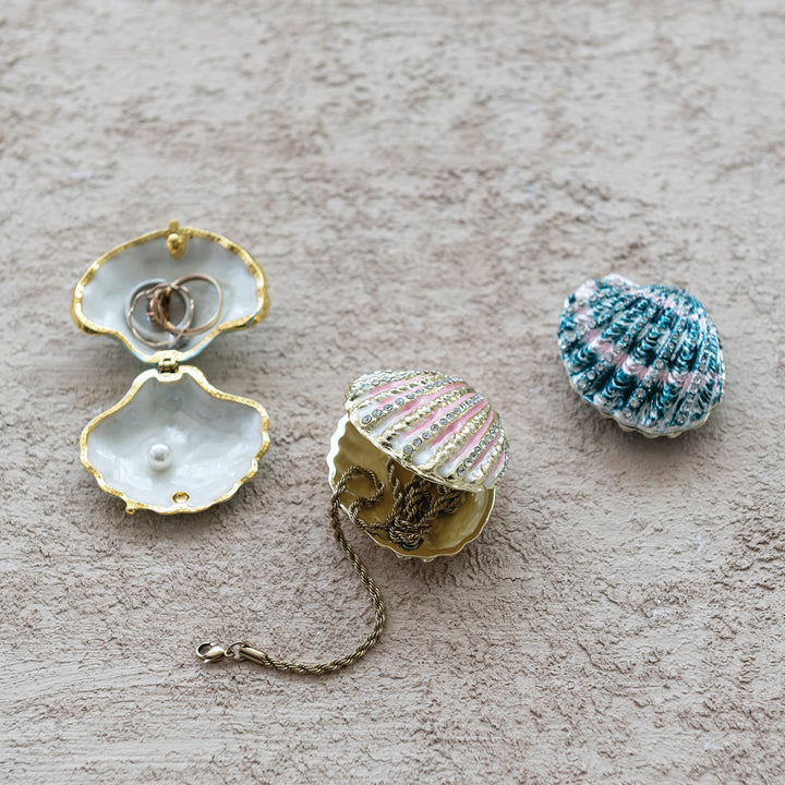 Jeweled Enamel Shell Trinket Box