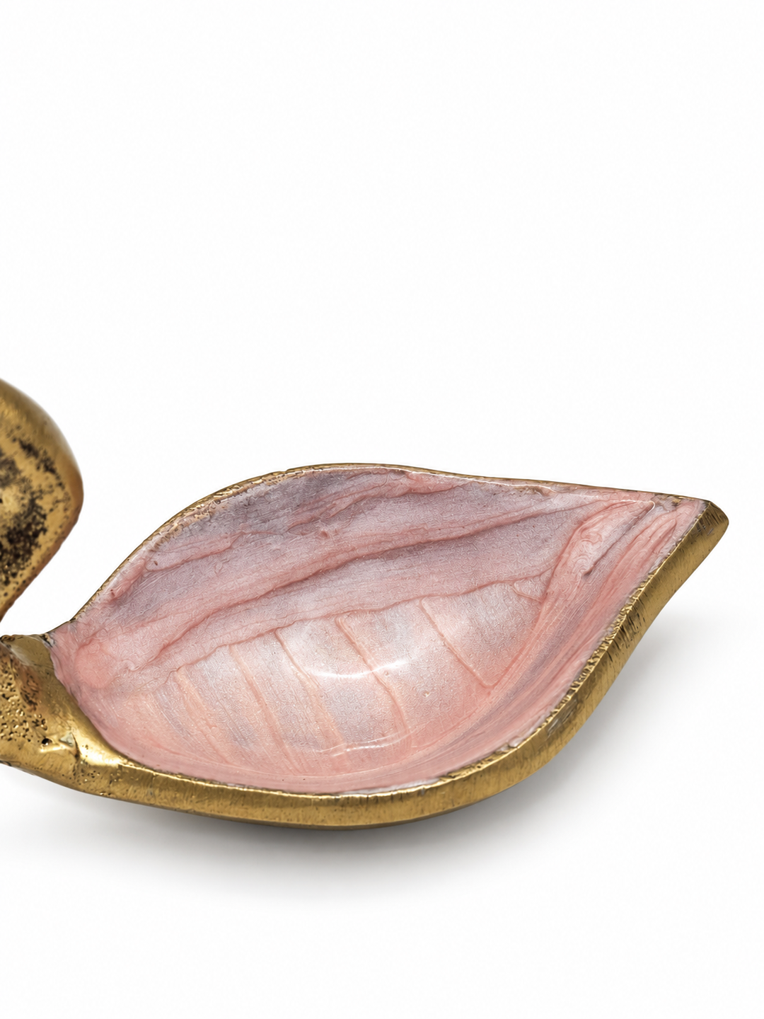 Enameled Bird Trinket Dish, Antique Gold &amp; Blush