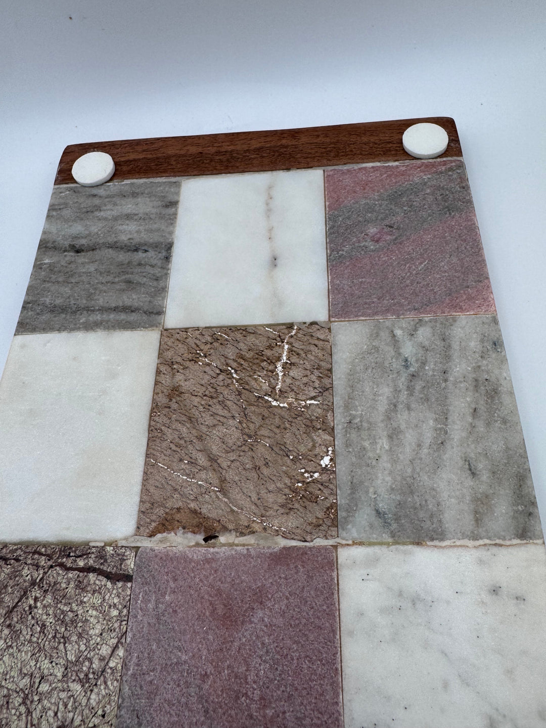 Marble and Wood Checkered Serving Board