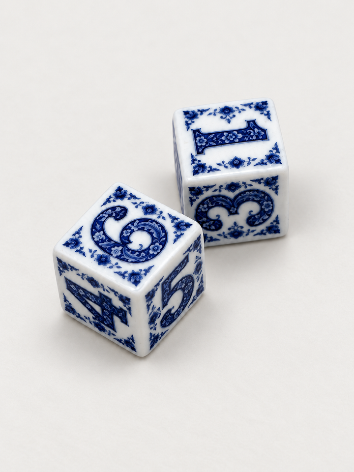 Blue &amp; White Chinoiserie Dice - 2 Styles