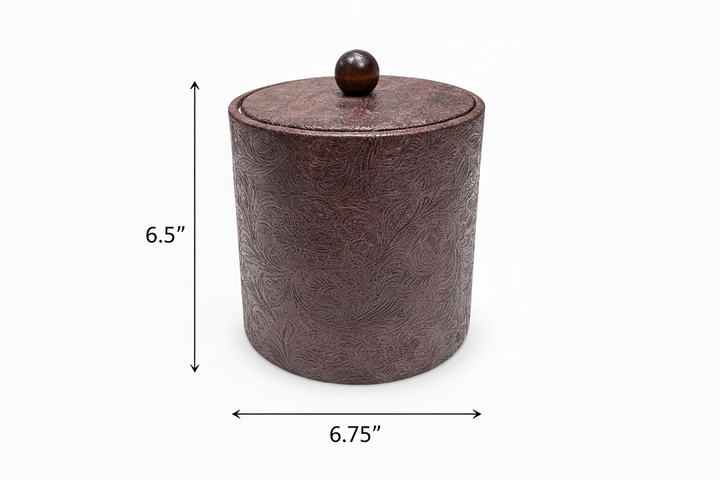 Embossed Faux Leather Ice Bucket - Made in USA