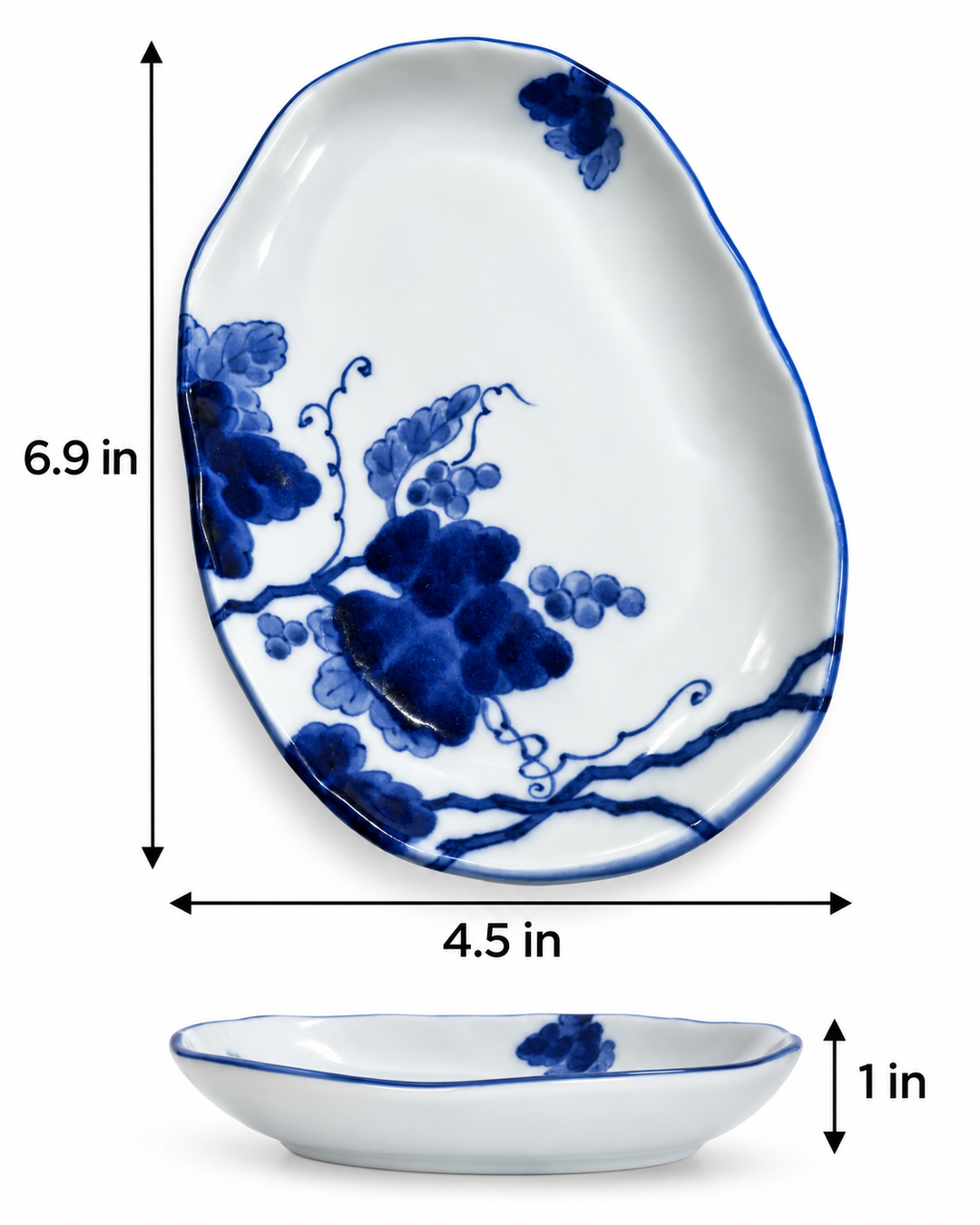 Blue &amp; White Grapevine Porcelain Dishes - Set of 2