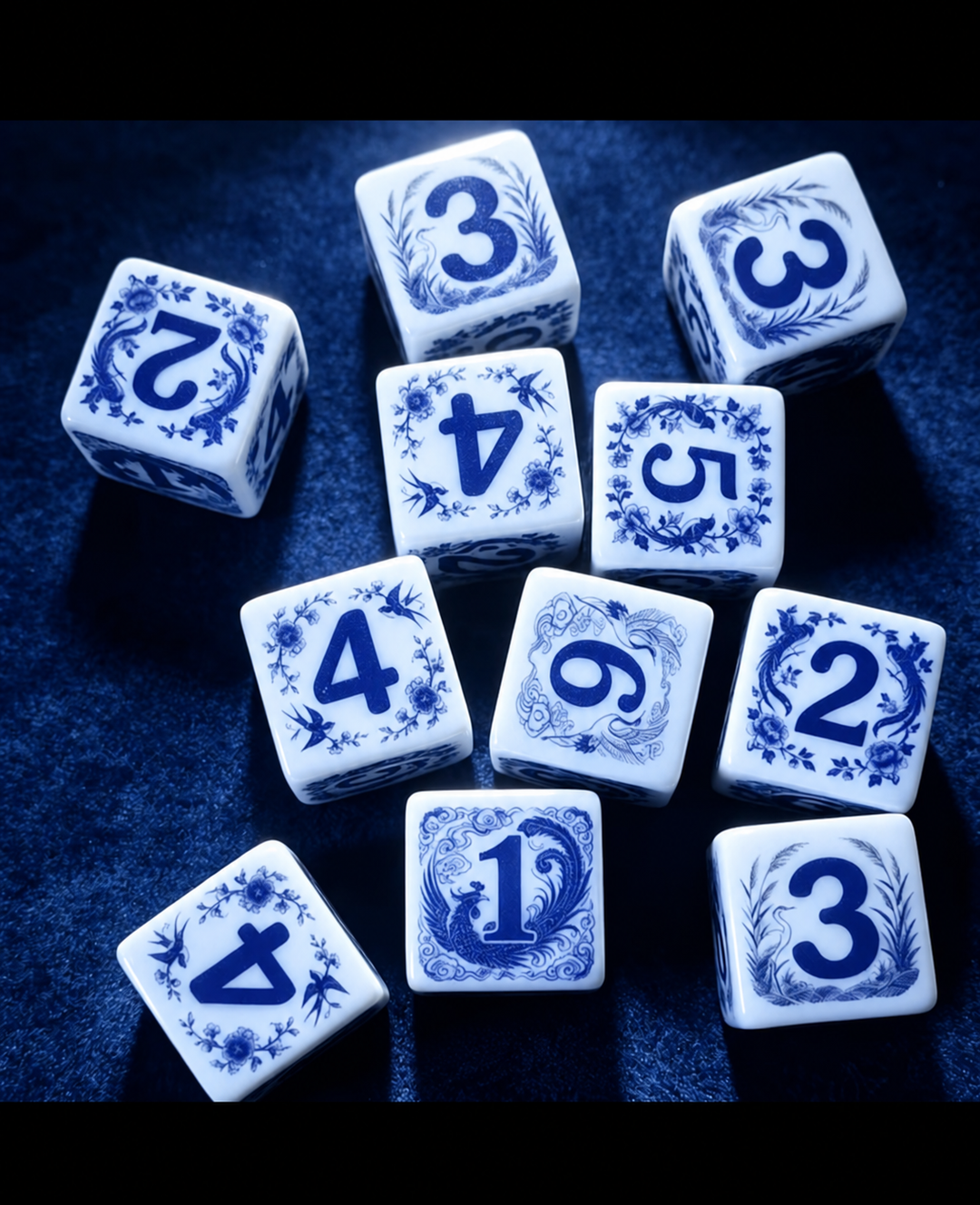 Blue &amp; White Chinoiserie Dice - 2 Styles
