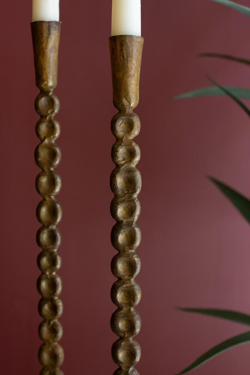 Antique Brass Taper Candle Holders, Set of 3