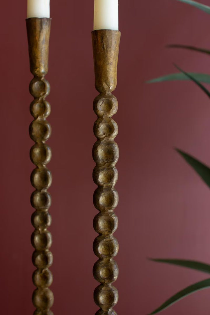 Antique Brass Taper Candle Holders, Set of 3