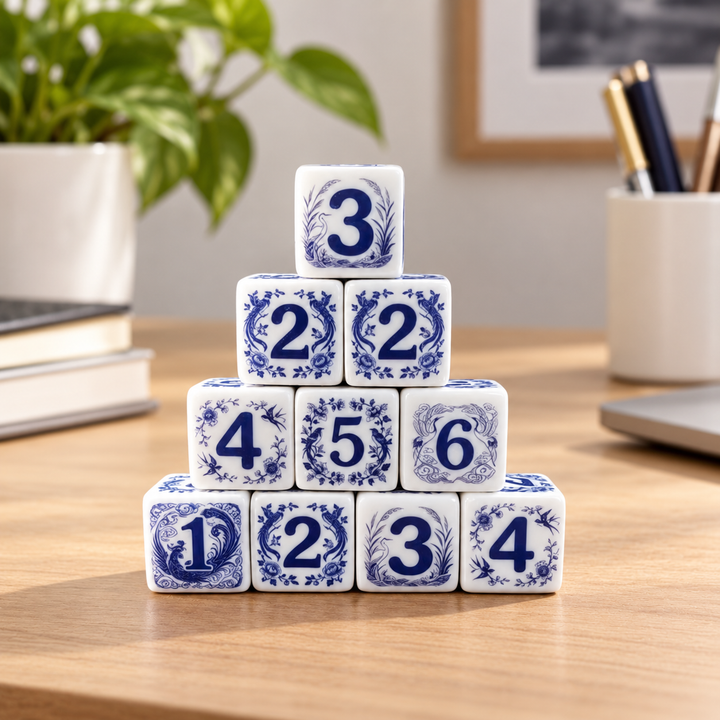 Blue &amp; White Chinoiserie Dice - 2 Styles