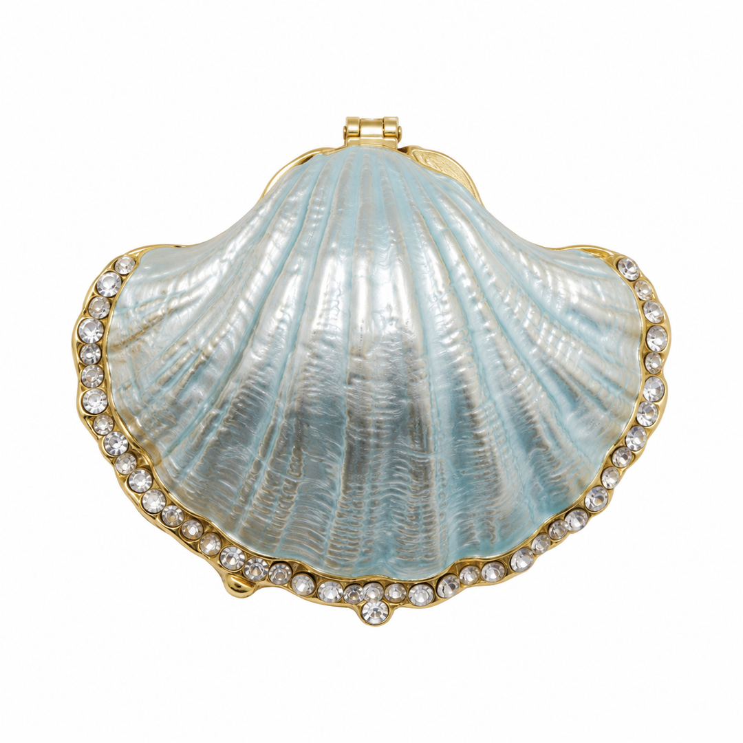 Jeweled Enamel Shell Trinket Box