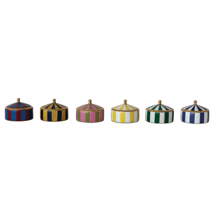 Brass &amp; Resin Striped Box, 6 Colors